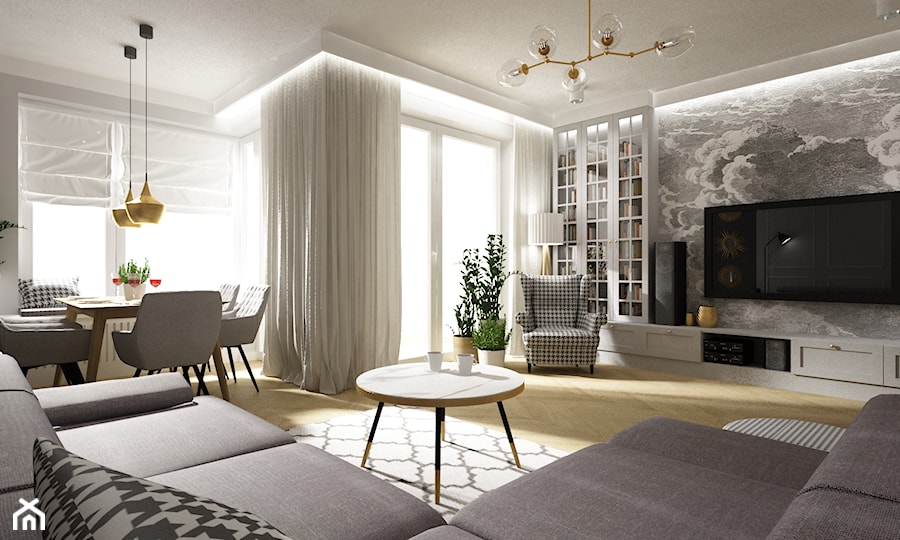 mieszkanie 100m2 w szarosci - Salon, styl nowoczesny - zdjęcie od Grafika i Projekt architektura wnętrz