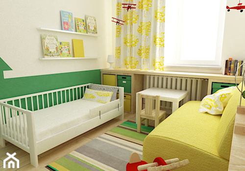 pokój dziecięcy - Średni biały zielony pokój dziecka dla dziecka dla chłopca, styl nowoczesny - zdjęcie od Grafika i Projekt architektura wnętrz