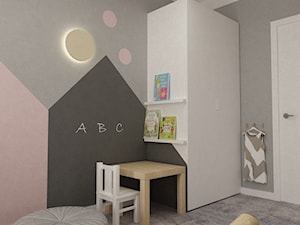 pokój dziecięcy - Mały czarny różowy szary pokój dziecka dla dziecka dla chłopca dla dziewczynki, styl skandynawski - zdjęcie od Grafika i Projekt architektura wnętrz