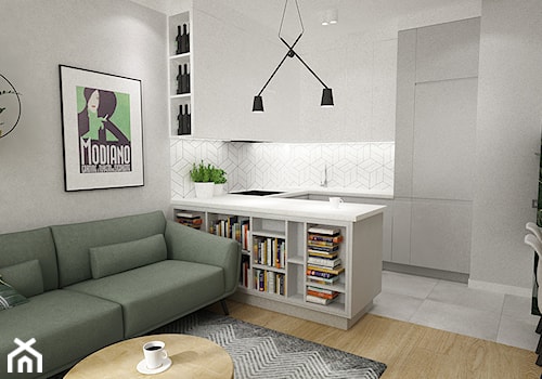 mieszkanie 55m2 szaro zielone - Kuchnia, styl nowoczesny - zdjęcie od Grafika i Projekt architektura wnętrz