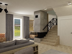 Dom Falenica 150 m2 styl nowoczesny - Średni biały salon, styl nowoczesny - zdjęcie od Grafika i Projekt architektura wnętrz