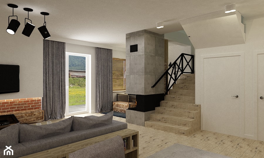 Dom Falenica 150 m2 styl nowoczesny - Średni biały salon, styl nowoczesny - zdjęcie od Grafika i Projekt architektura wnętrz