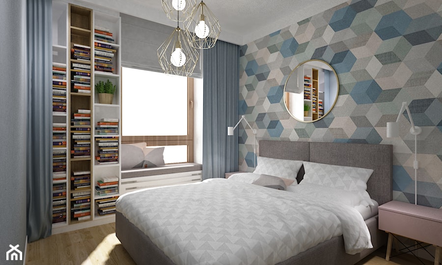 mieszkanie w pastelach 80m2 - Sypialnia, styl skandynawski - zdjęcie od Grafika i Projekt architektura wnętrz