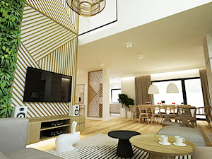 Dom Japandi - Salon, styl skandynawski - zdjęcie od Grafika i Projekt architektura wnętrz
