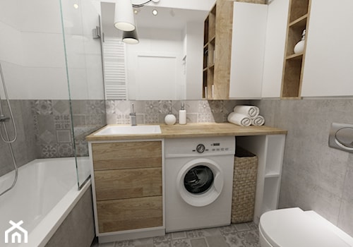 łazienki w stylu skandynawskim - Mała z pralką / suszarką łazienka, styl nowoczesny - zdjęcie od Grafika i Projekt architektura wnętrz