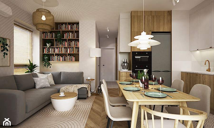 mieszkanie 46m2 w stylu BOHO - Salon, styl skandynawski - zdjęcie od Grafika i Projekt architektura wnętrz