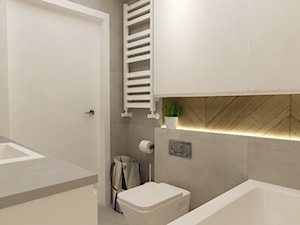 mieszkanie z miętą 80m2 - Mała bez okna łazienka, styl skandynawski - zdjęcie od Grafika i Projekt architektura wnętrz