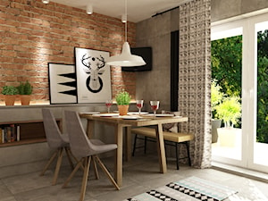 metamorfoza kuchni 15m2 - Średnia brązowa szara jadalnia w salonie, styl nowoczesny - zdjęcie od Grafika i Projekt architektura wnętrz