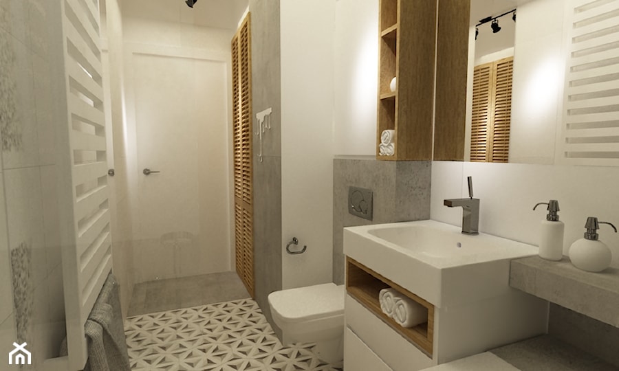 łazienki w stylu skandynawskim - Średnia bez okna z punktowym oświetleniem łazienka, styl nowoczesny - zdjęcie od Grafika i Projekt architektura wnętrz