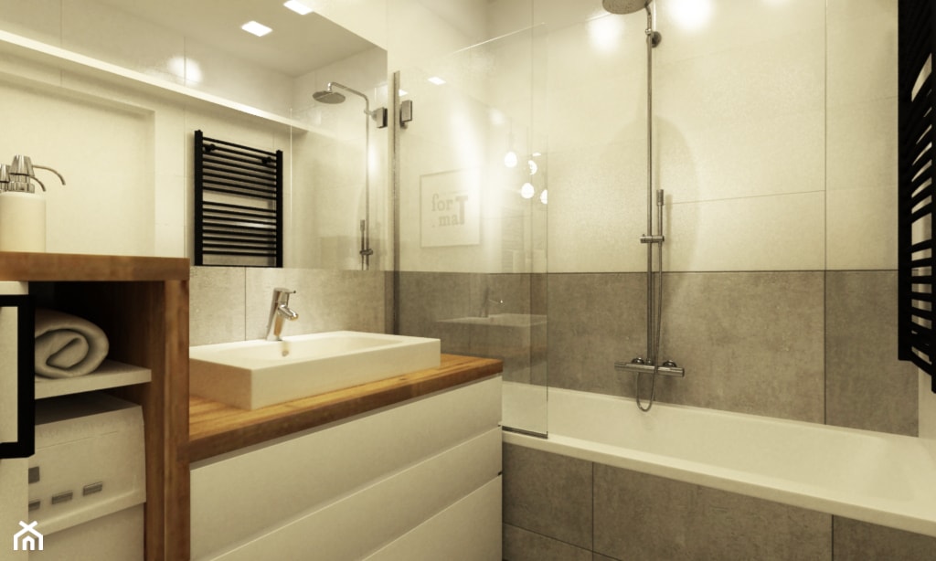 łazienki w stylu skandynawskim - Mała bez okna łazienka, styl skandynawski - zdjęcie od Grafika i Projekt architektura wnętrz - Homebook