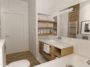 Projekt mieszkania 90m2 ochota - Mała bez okna łazienka, styl skandynawski - zdjęcie od Grafika i Projekt architektura wnętrz