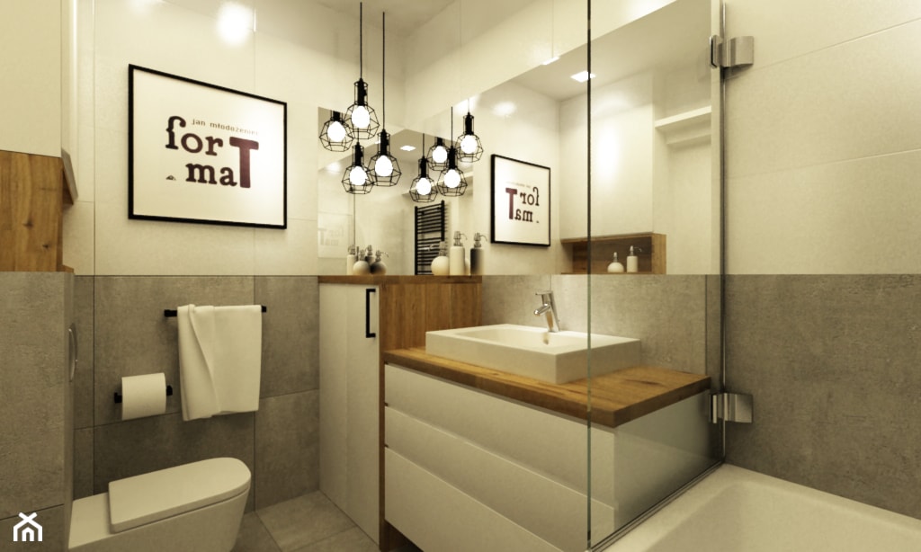 metamorfoza łazienki 4 m2 w trakcie realizacji - Mała z punktowym oświetleniem łazienka, styl skand ... - zdjęcie od Grafika i Projekt architektura wnętrz - Homebook