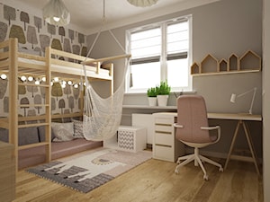 pokój dziecięcy - Średni biały szary pokój dziecka dla dziecka dla chłopca dla dziewczynki dla rodzeństwa, styl nowoczesny - zdjęcie od Grafika i Projekt architektura wnętrz