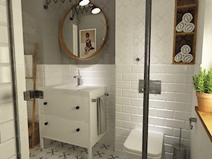 łazienki w stylu skandynawskim - Średnia łazienka z oknem, styl skandynawski - zdjęcie od Grafika i Projekt architektura wnętrz