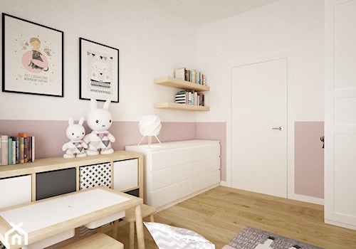 mieszkanie 105m2 z heksagonami - Średni biały różowy pokój dziecka dla dziecka dla dziewczynki, styl skandynawski - zdjęcie od Grafika i Projekt architektura wnętrz
