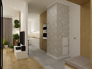 mieszkanie 70m2 w stylu urban jungle - Średni biały hol / przedpokój, styl skandynawski - zdjęcie od Grafika i Projekt architektura wnętrz