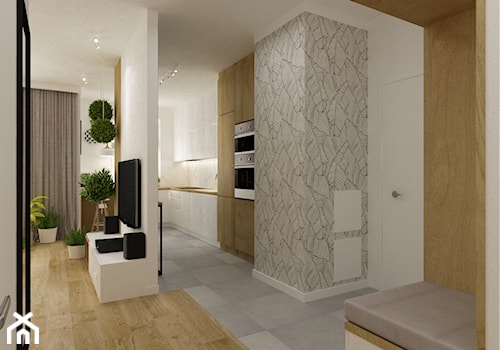 mieszkanie 70m2 w stylu urban jungle - Średni biały hol / przedpokój, styl skandynawski - zdjęcie od Grafika i Projekt architektura wnętrz