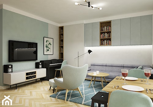 mieszkanie 100m2 z nuta mięty - Salon, styl skandynawski - zdjęcie od Grafika i Projekt architektura wnętrz