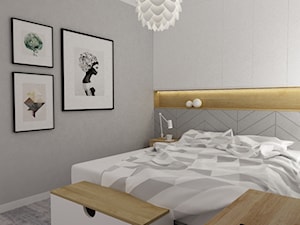 mieszkanie z miętą 80m2 - Średnia szara sypialnia, styl skandynawski - zdjęcie od Grafika i Projekt architektura wnętrz