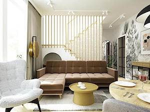 dom 100m2 w stylu lekko retro - Salon, styl nowoczesny - zdjęcie od Grafika i Projekt architektura wnętrz