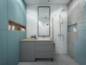 łazienki w stylu skandynawskim - Mała łazienka w bloku w domu jednorodzinnym bez okna, styl skandyn ... - zdjęcie od Grafika i Projekt architektura wnętrz