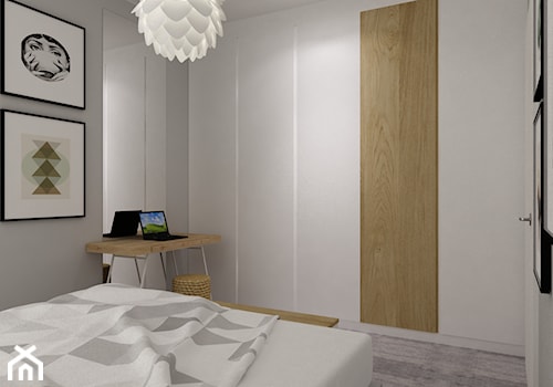 mieszkanie z miętą 80m2 - Średnia biała z biurkiem sypialnia, styl skandynawski - zdjęcie od Grafika i Projekt architektura wnętrz