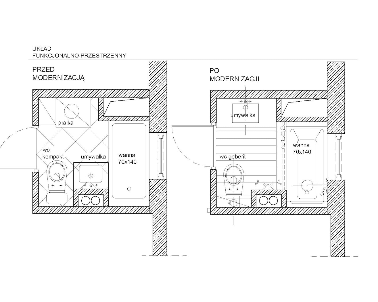 schemat modernizacji łazienki 4,5 m2 - zdjęcie od Grafika i Projekt architektura wnętrz - Homebook