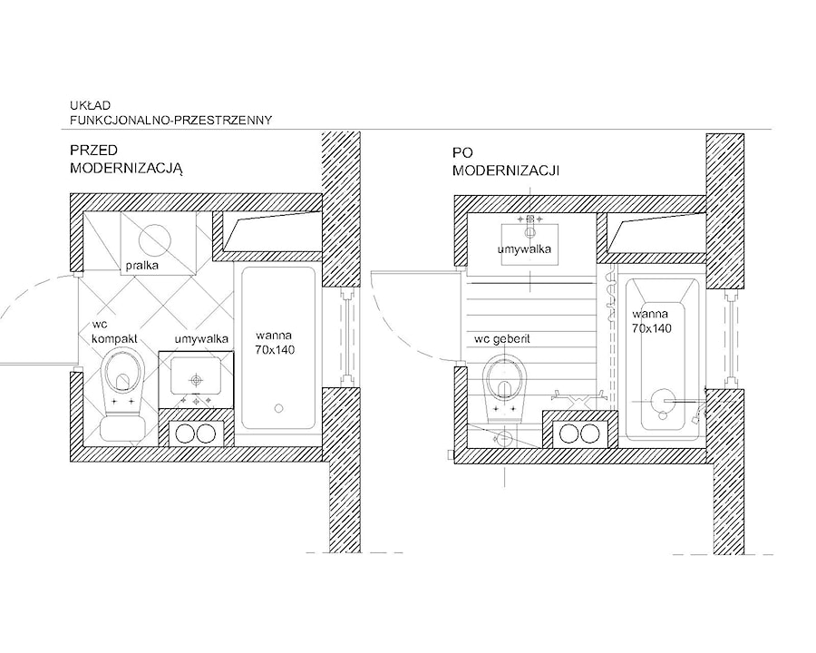 schemat modernizacji łazienki 4,5 m2 - zdjęcie od Grafika i Projekt architektura wnętrz