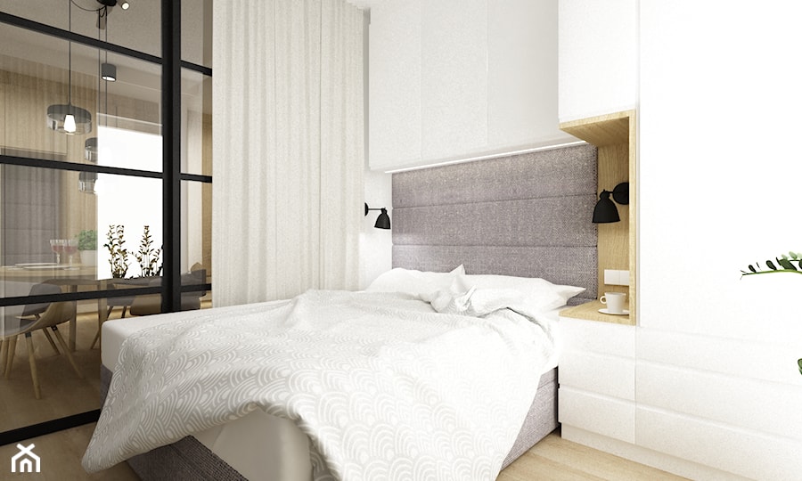 mieszkanie przerobione z 3 na 4 pokoje - Mała biała sypialnia, styl nowoczesny - zdjęcie od Grafika i Projekt architektura wnętrz