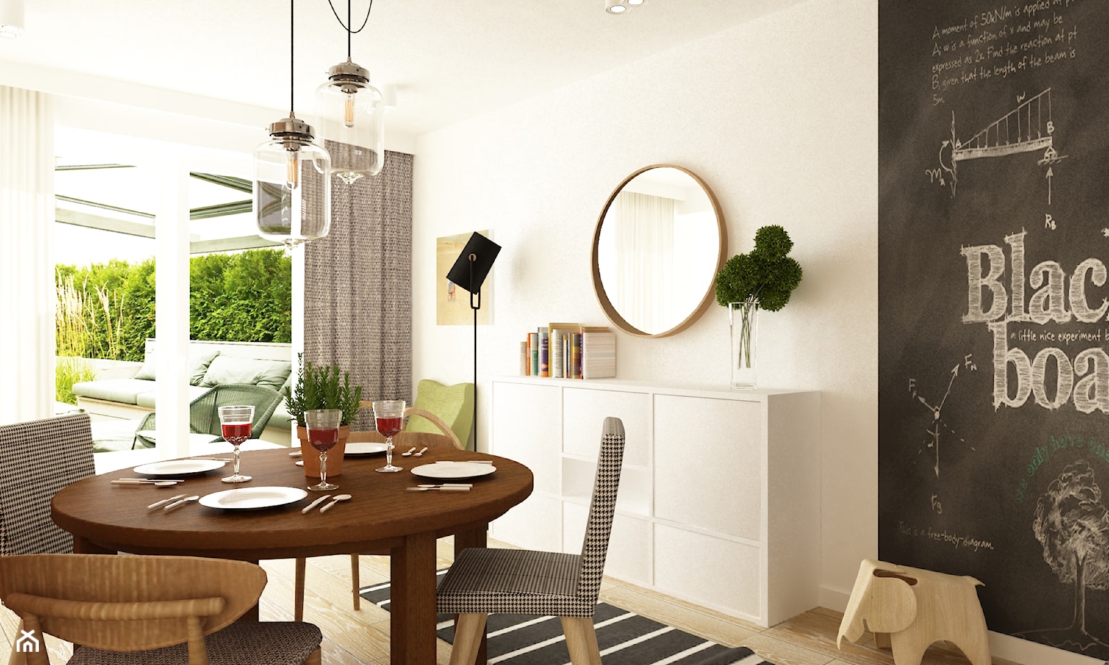 dom 120 m2 bemowo - Mała biała czarna jadalnia w salonie, styl nowoczesny - zdjęcie od Grafika i Projekt architektura wnętrz - Homebook