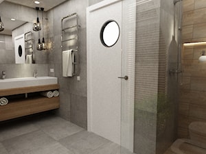 Dom Falenica 150 m2 styl nowoczesny - Średnia bez okna z dwoma umywalkami z punktowym oświetleniem łazienka, styl nowoczesny - zdjęcie od Grafika i Projekt architektura wnętrz