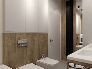 łazienki w stylu skandynawskim - Średnia bez okna z dwoma umywalkami łazienka, styl nowoczesny - zdjęcie od Grafika i Projekt architektura wnętrz