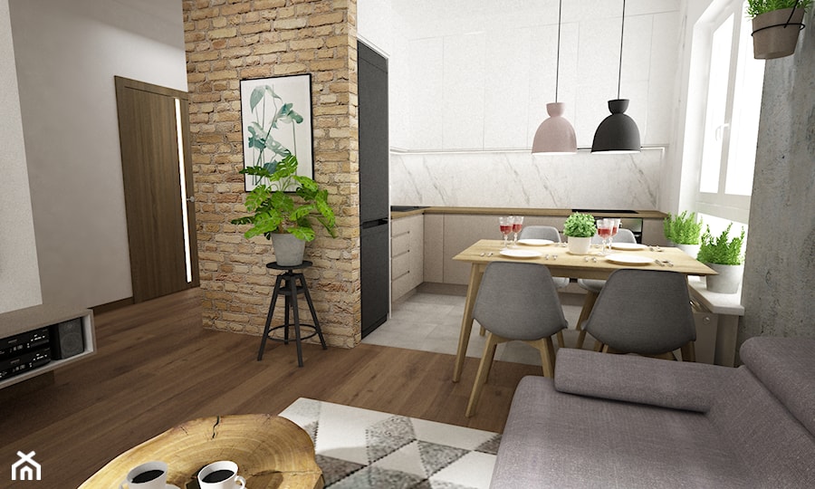 mieszkanie 60m2 lekko loft - Kuchnia, styl industrialny - zdjęcie od Grafika i Projekt architektura wnętrz