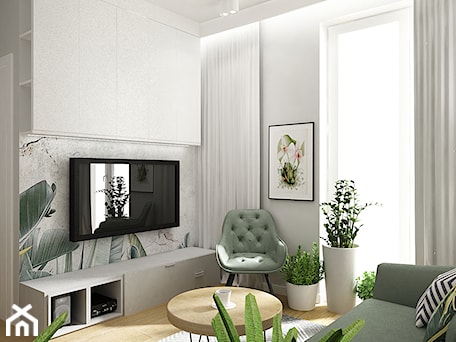 Aranżacje wnętrz - Salon: mieszkanie 55m2 szaro zielone - Salon, styl nowoczesny - Grafika i Projekt architektura wnętrz. Przeglądaj, dodawaj i zapisuj najlepsze zdjęcia, pomysły i inspiracje designerskie. W bazie mamy już prawie milion fotografii!
