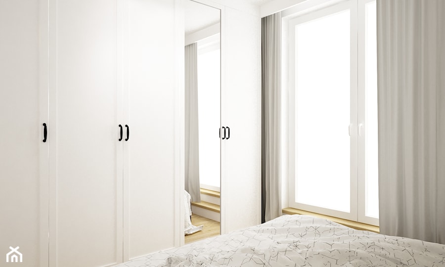 mieszkanie 105m2 z heksagonami - Mała biała sypialnia, styl skandynawski - zdjęcie od Grafika i Projekt architektura wnętrz