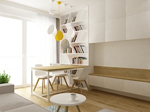 mieszkanie 45 m2 pod biuro/wynajem - Średni biały salon z jadalnią z bibiloteczką, styl skandynawski - zdjęcie od Grafika i Projekt architektura wnętrz