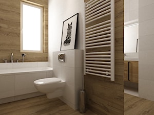 Projekt mieszkania 90m2 ochota - Mała łazienka z oknem, styl skandynawski - zdjęcie od Grafika i Projekt architektura wnętrz