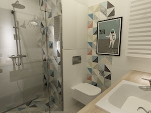 łazienki w stylu skandynawskim - Mała bez okna z punktowym oświetleniem łazienka, styl skandynawski - zdjęcie od Grafika i Projekt architektura wnętrz