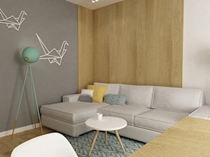 mieszkanie 45 m2 pod biuro/wynajem - Średni beżowy biały szary salon z jadalnią, styl skandynawski - zdjęcie od Grafika i Projekt architektura wnętrz