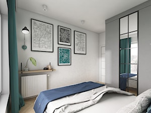 mieszkanie 40m2 lekko industrialne - Mała szara sypialnia, styl industrialny - zdjęcie od Grafika i Projekt architektura wnętrz