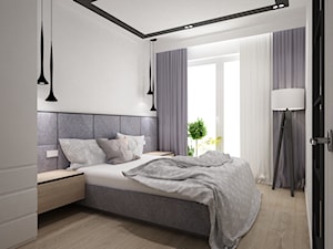 dwupoziomowe mieszkanie w zimnych odcieniach drewna i szarościach - Sypialnia, styl nowoczesny - zdjęcie od Grafika i Projekt architektura wnętrz