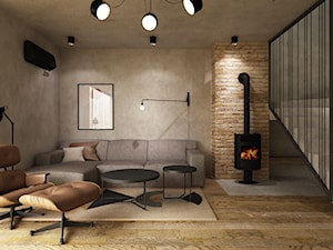 dom 160m2 industrialny - Salon, styl industrialny - zdjęcie od Grafika i Projekt architektura wnętrz