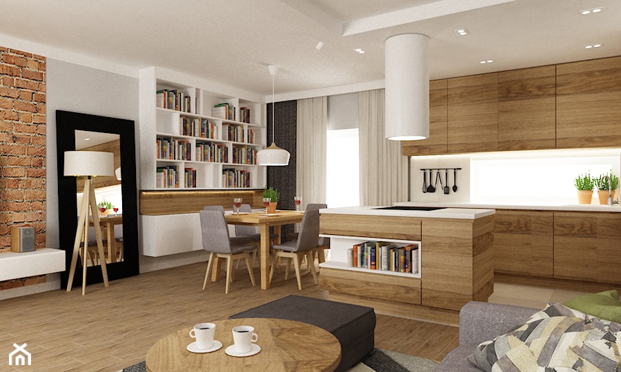 dom ok 100m2 metamorfoza - Mała biała jadalnia w salonie w kuchni, styl nowoczesny - zdjęcie od Grafika i Projekt architektura wnętrz