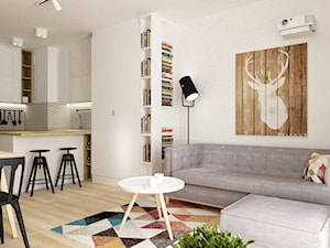 Mieszkanie 2 pokojowe na Woli aktualnie dla 2+1,docelowo pod wynajem - Salon, styl skandynawski - zdjęcie od Grafika i Projekt architektura wnętrz