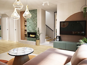 dom 230m2 "romans hiszpańsko duński" - Salon, styl nowoczesny - zdjęcie od Grafika i Projekt architektura wnętrz