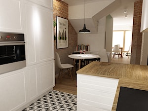 Dom Brwinów 200 m2 - Mała beżowa biała jadalnia w kuchni, styl skandynawski - zdjęcie od Grafika i Projekt architektura wnętrz