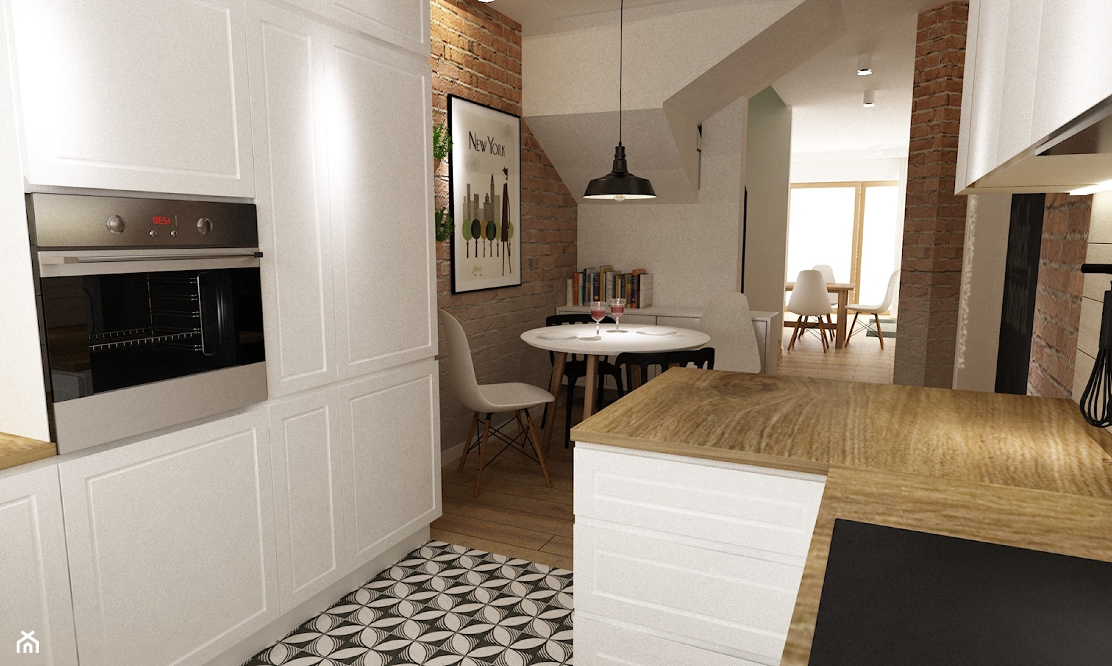Dom Brwinów 200 m2 - Mała beżowa biała jadalnia w kuchni, styl skandynawski - zdjęcie od Grafika i Projekt architektura wnętrz - Homebook