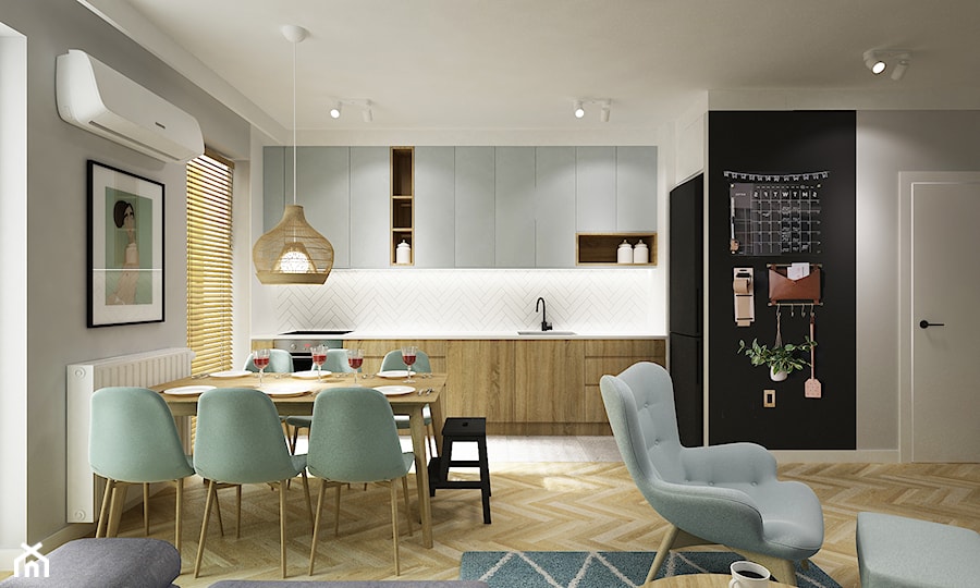 mieszkanie 100m2 z nuta mięty - Kuchnia, styl skandynawski - zdjęcie od Grafika i Projekt architektura wnętrz
