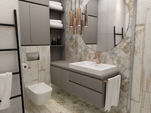 łazienki w stylu skandynawskim - Mała na poddaszu bez okna łazienka, styl nowoczesny - zdjęcie od Grafika i Projekt architektura wnętrz