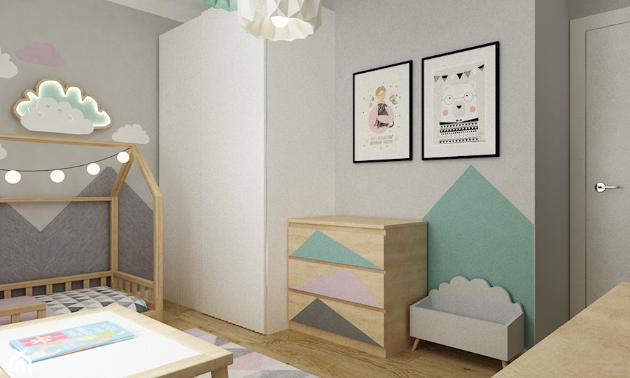 mieszkanie z miętą 80m2 - Pokój dziecka, styl skandynawski - zdjęcie od Grafika i Projekt architektura wnętrz